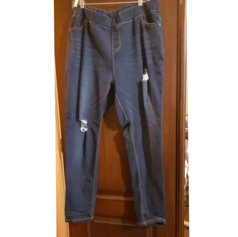 Denim Distressed Dark Denim Jeggings